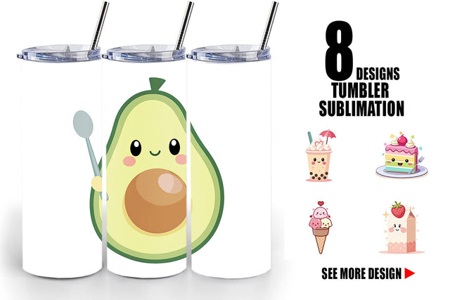Tumbler Kawaii Food Sips Sublimation artnoy 