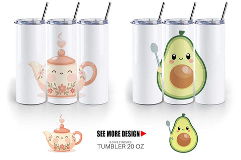 Tumbler Kawaii Food Sips Sublimation artnoy 