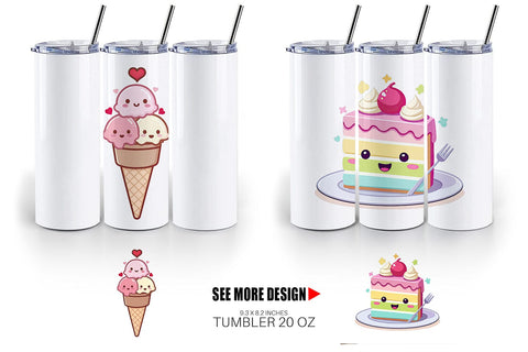 Tumbler Kawaii Food Sips Sublimation artnoy 