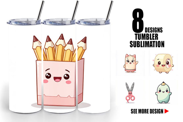 Tumbler Kawaii Stationery Sublimation artnoy 