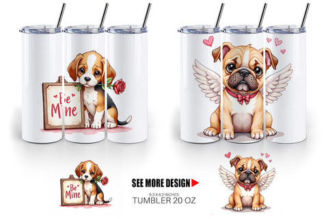 Tumbler Kitsch Valentine's Pets Retro Puppy & Kitten Sublimation artnoy 