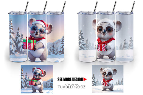 Tumbler Koala Christmas Sublimation artnoy 