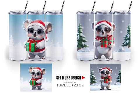 Tumbler Koala Christmas Sublimation artnoy 