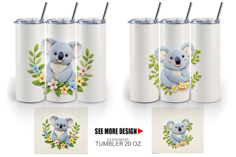 Tumbler Koala Embroidery Sublimation artnoy 