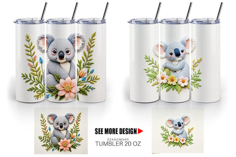Tumbler Koala Embroidery Sublimation artnoy 
