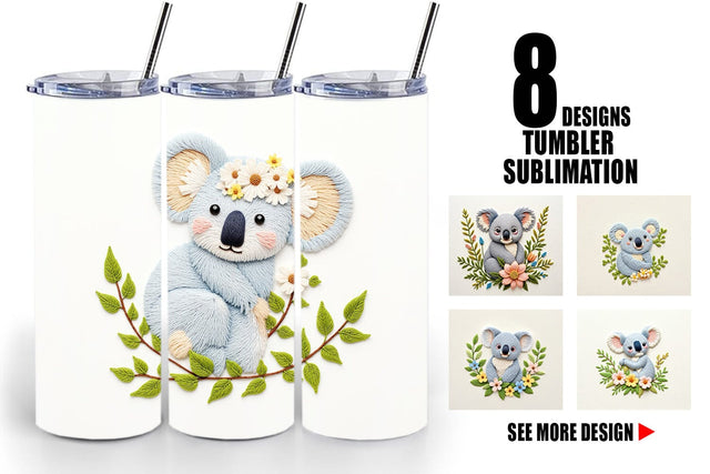 Tumbler Koala Embroidery Sublimation artnoy 