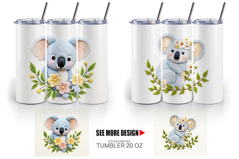 Tumbler Koala Embroidery Sublimation artnoy 