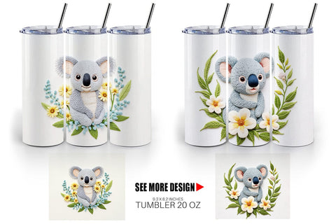 Tumbler Koala Embroidery Sublimation artnoy 