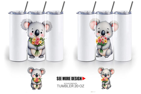 Tumbler Koala Spring Bouquet Sublimation artnoy 