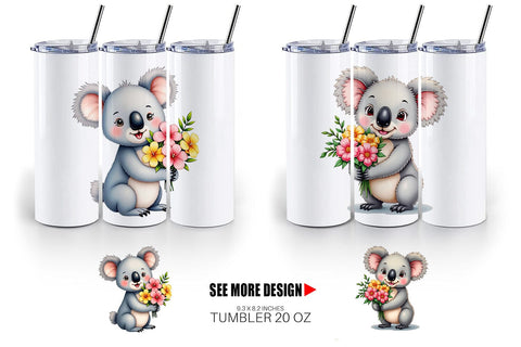 Tumbler Koala Spring Bouquet Sublimation artnoy 