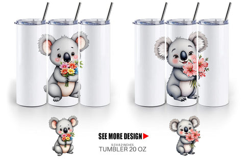 Tumbler Koala Spring Bouquet Sublimation artnoy 