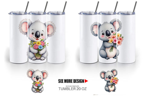Tumbler Koala Spring Bouquet Sublimation artnoy 