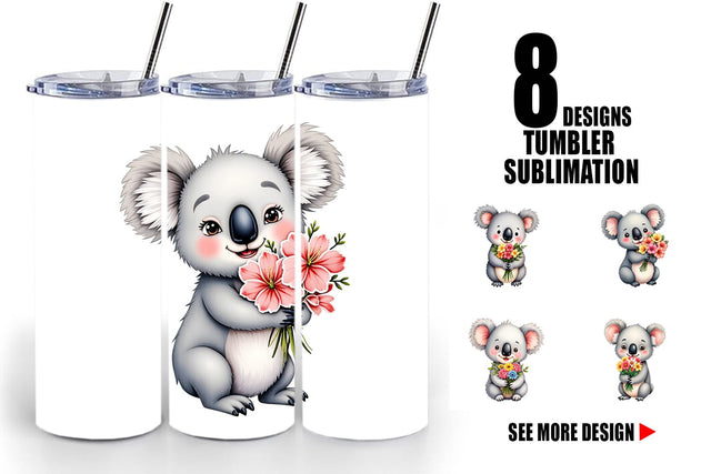 Tumbler Koala Spring Bouquet Sublimation artnoy 