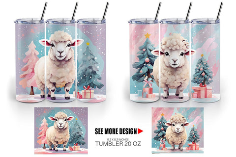 Tumbler Lamb Christmas Painting Sublimation artnoy 