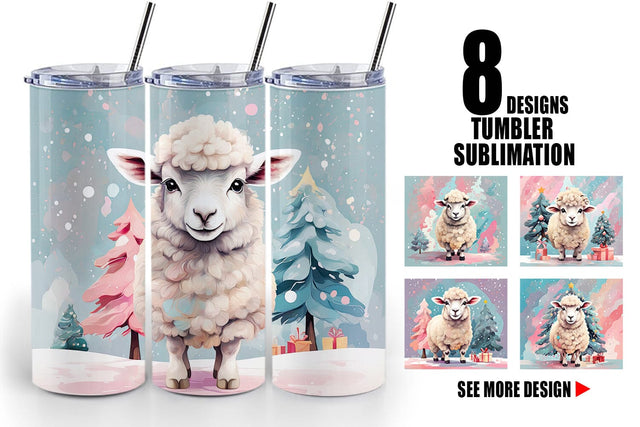 Tumbler Lamb Christmas Painting Sublimation artnoy 