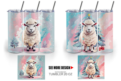 Tumbler Lamb Christmas Painting Sublimation artnoy 