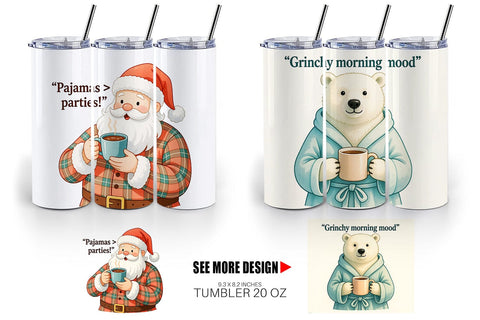 Tumbler Lazy Christmas Pajamas Sublimation artnoy 