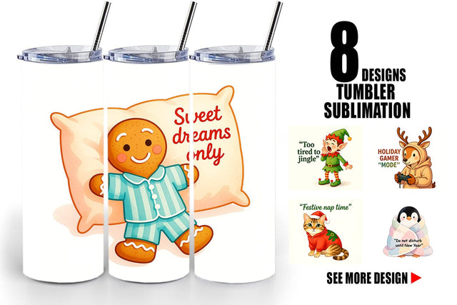 Tumbler Lazy Christmas Pajamas Sublimation artnoy 
