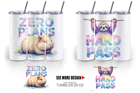 Tumbler Lazy Cute Animals Sublimation artnoy 