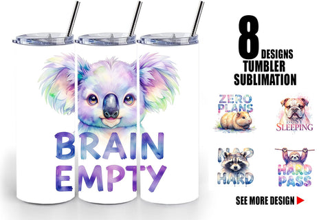 Tumbler Lazy Cute Animals Sublimation artnoy 