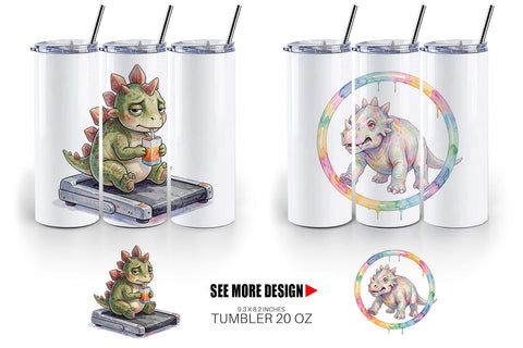 Tumbler Lazy Fitness Funny Dinosaur Sublimation artnoy 