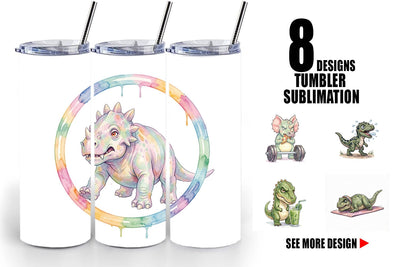 Tumbler Lazy Fitness Funny Dinosaur Sublimation artnoy 
