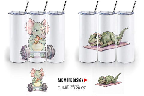 Tumbler Lazy Fitness Funny Dinosaur Sublimation artnoy 