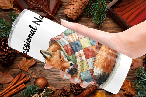 Tumbler Lazy Fox Cozy Hygge Watercolor Sublimation artnoy 