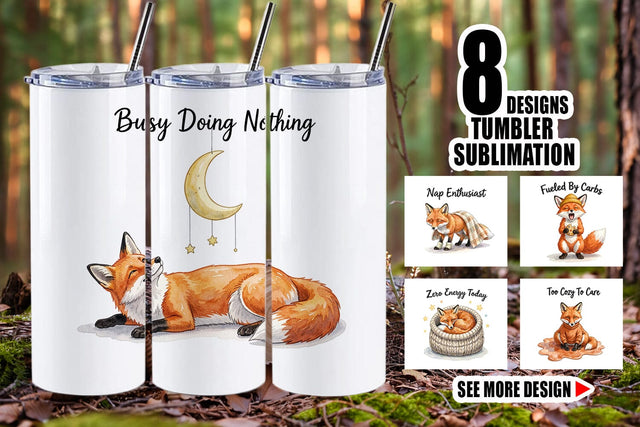 Tumbler Lazy Fox Cozy Hygge Watercolor Sublimation artnoy 