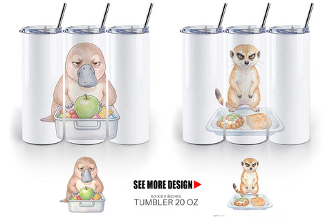 Tumbler Lazy Lunch Hour School Animal Sublimation artnoy 