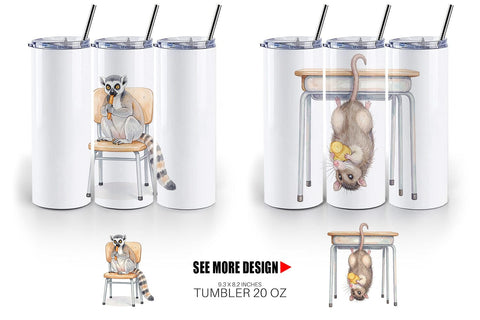 Tumbler Lazy Lunch Hour School Animal Sublimation artnoy 