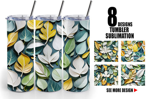 Tumbler Leaves Pattern Sublimation artnoy 