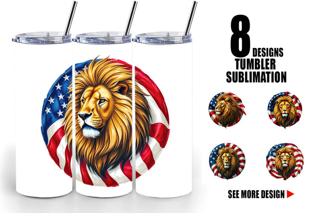 Tumbler Lion 4th of July Sublimation artnoy 