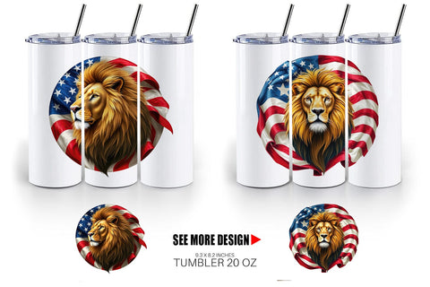 Tumbler Lion 4th of July Sublimation artnoy 
