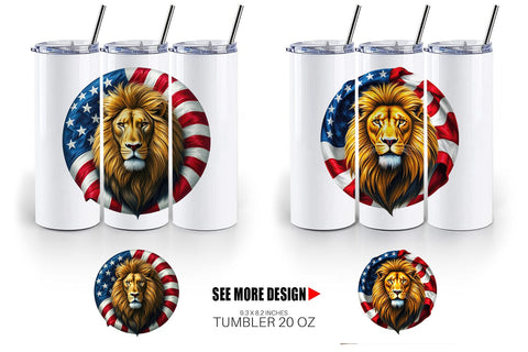 Tumbler Lion 4th of July Sublimation artnoy 