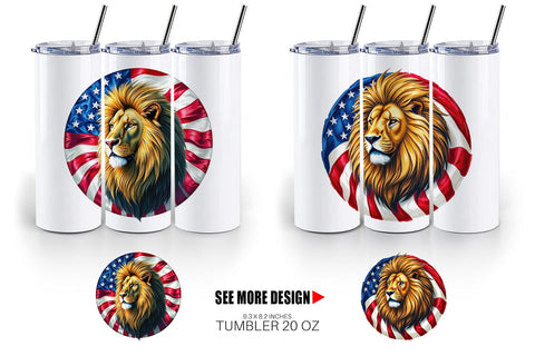 Tumbler Lion 4th of July Sublimation artnoy 