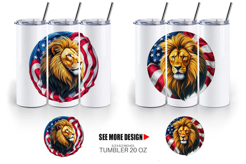 Tumbler Lion 4th of July Sublimation artnoy 
