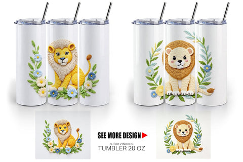 Tumbler Lion Embroidery Sublimation artnoy 
