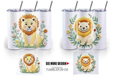 Tumbler Lion Embroidery Sublimation artnoy 