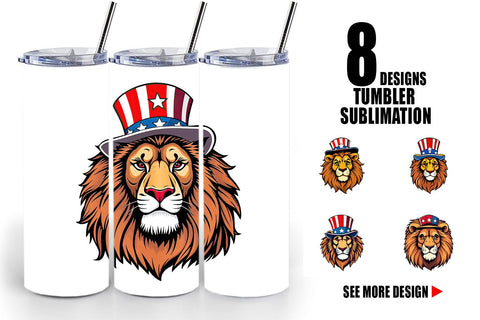 Tumbler Lion Patriotic Sublimation artnoy 