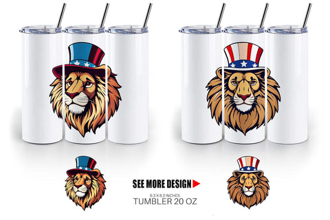 Tumbler Lion Patriotic Sublimation artnoy 