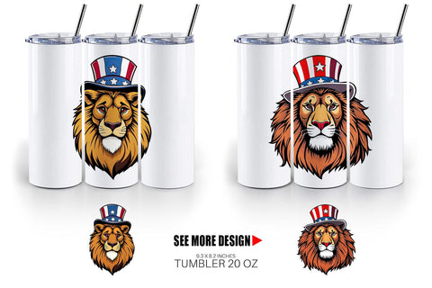 Tumbler Lion Patriotic Sublimation artnoy 