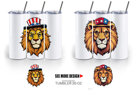 Tumbler Lion Patriotic Sublimation artnoy 