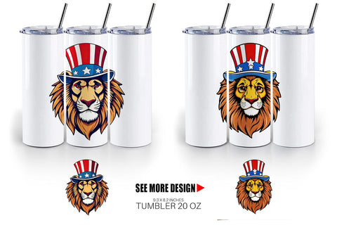 Tumbler Lion Patriotic Sublimation artnoy 