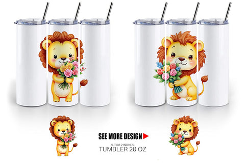 Tumbler Lion Spring Bouquet Sublimation artnoy 