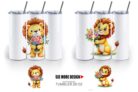 Tumbler Lion Spring Bouquet Sublimation artnoy 