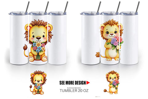 Tumbler Lion Spring Bouquet Sublimation artnoy 