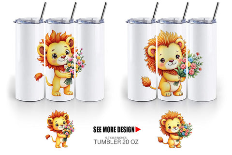 Tumbler Lion Spring Bouquet Sublimation artnoy 
