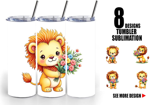 Tumbler Lion Spring Bouquet Sublimation artnoy 