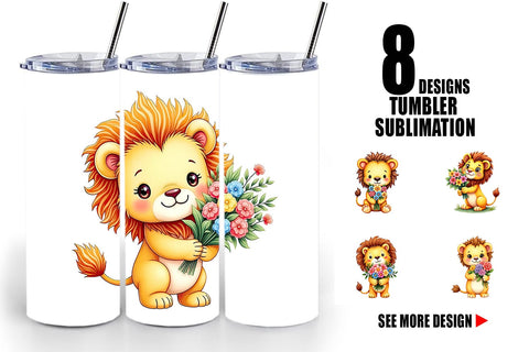 Tumbler Lion Spring Bouquet Sublimation artnoy 